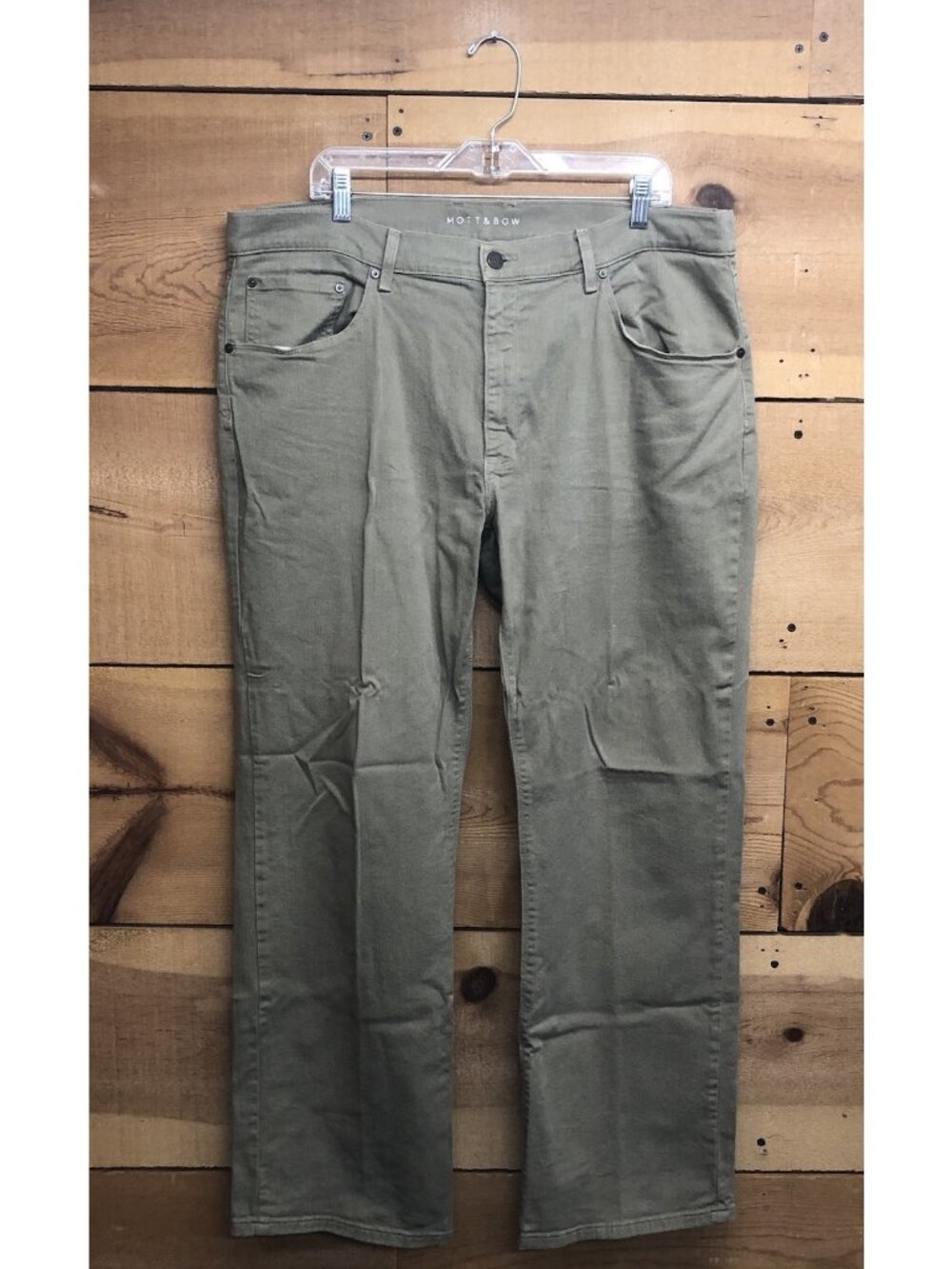 Mott & Bow Straight Leg Pants Mens Size 40x32 Stretch Cotton Green Denim